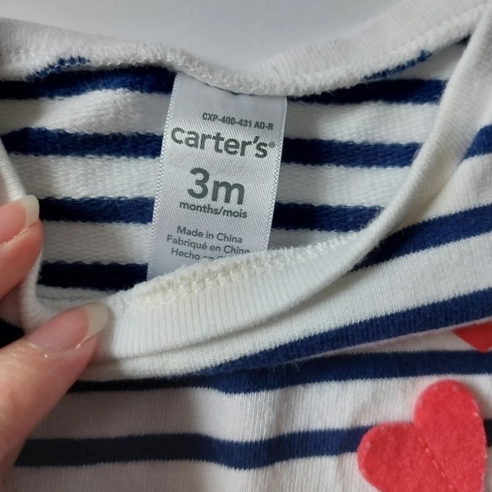 Heart detail striped shirt 3m‎ Carters Accessible Collar Love